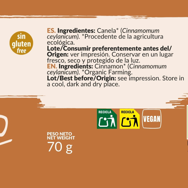 Canela Molida (Cinnamomum ceylanicum) ECO-BIO 70gr. - Imagen 2